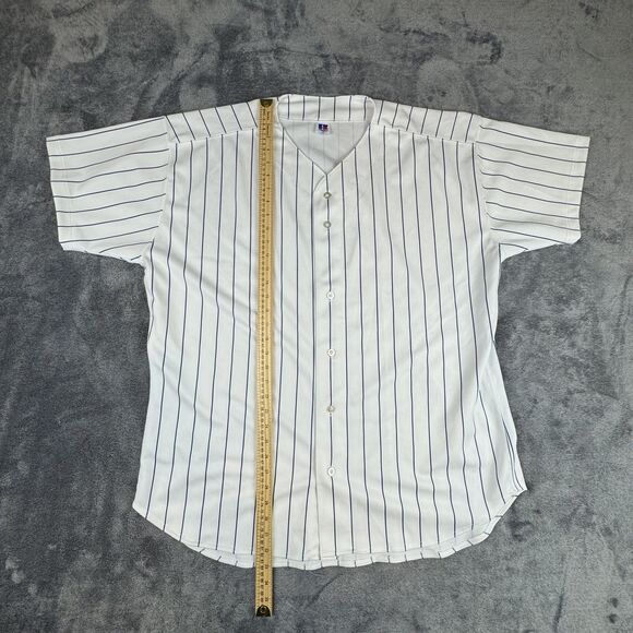 Russell Athletic Baseball Jersey Mens 2XL 52 Pinstripe Made USA Button Up Shirt - Picture 3 of 7